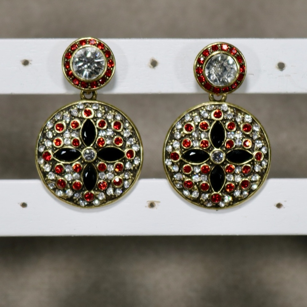 Heidi daus clear red and black Swarovski crystal dangle earrings
